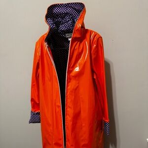 CLEMSON Women's Reversible Rain Coat - Size S - Orange and Purple w white dots